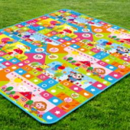 Игровой коврик двусторонний Mambobaby "Волшебный зоопарк-веселые зверята"